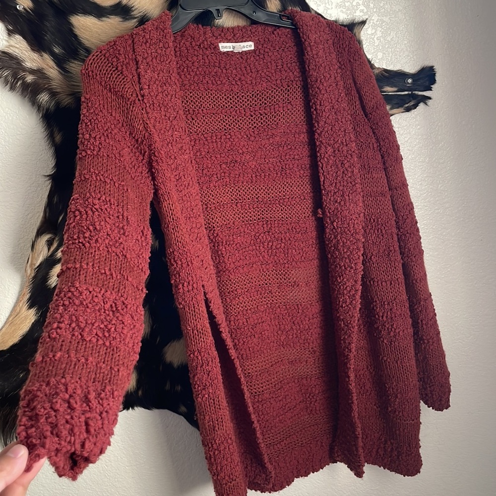 Mesh+Lace Burgundy Cardigan Soft